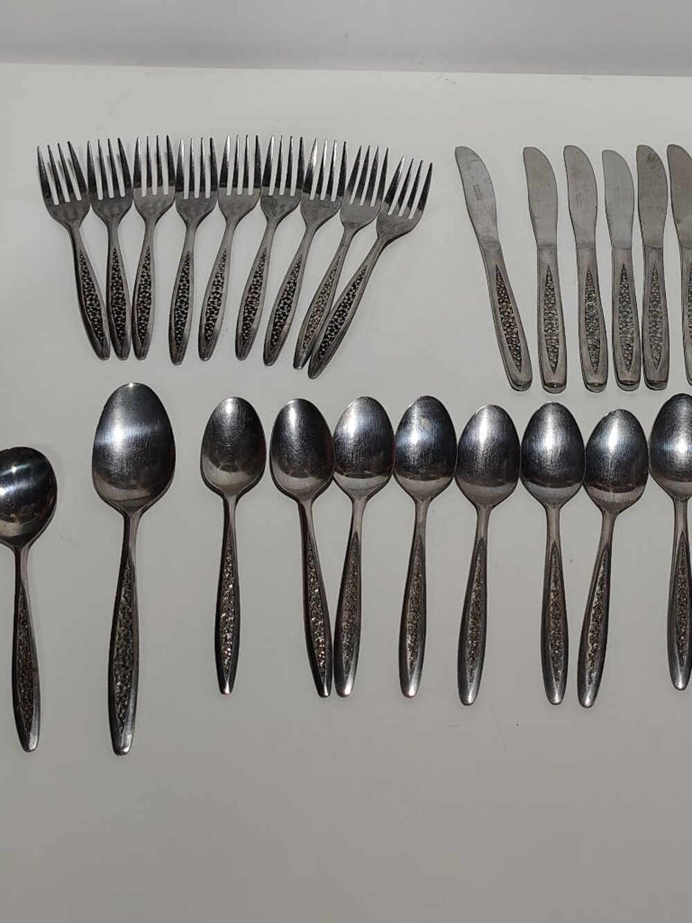 Vintage Customcraft Petal Lane Stainless Flatware 30 Pc Floral Silverware Set